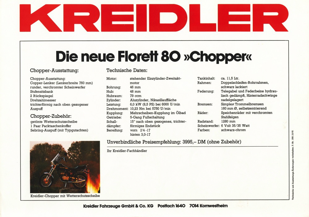 Kreidler Florett 80 Chopper 1591.12-81 02